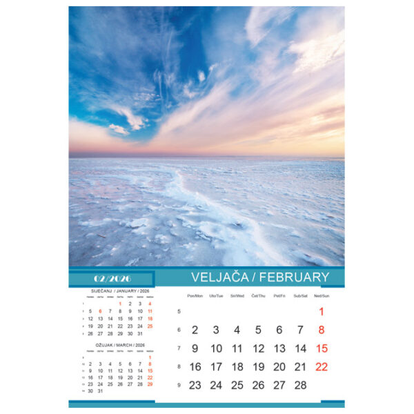 Kalendar "Priroda 2026" 13 listova, spirala - Slika 6