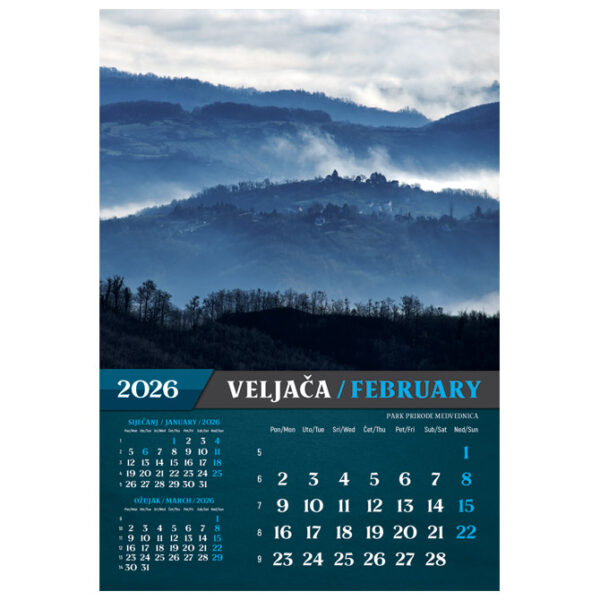 Kalendar "Nacionalni parkovi i Parkovi Prirode 2026" 13 listova, spirala - Slika 6