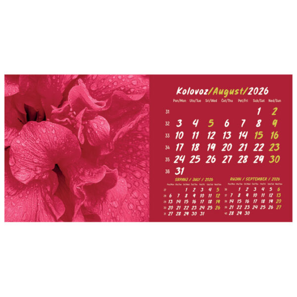 Kalendar stolni mali 2026. 13 listova, obostrani, spirala - Slika 8