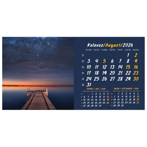 Kalendar stolni mali 2026. 13 listova, obostrani, spirala - Slika 9