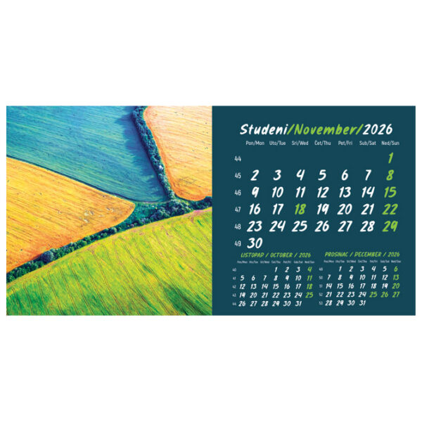 Kalendar stolni mali 2026. 13 listova, obostrani, spirala - Slika 15