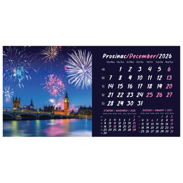 Kalendar stolni mali 2026. 13 listova, obostrani, spirala - Slika 18