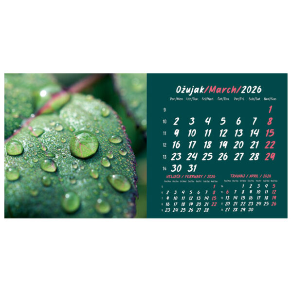 Kalendar stolni mali 2026. 13 listova, obostrani, spirala - Slika 22