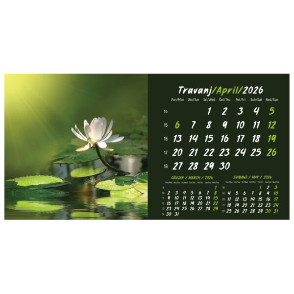 Kalendar stolni mali 2026. 13 listova, obostrani, spirala - Slika 25
