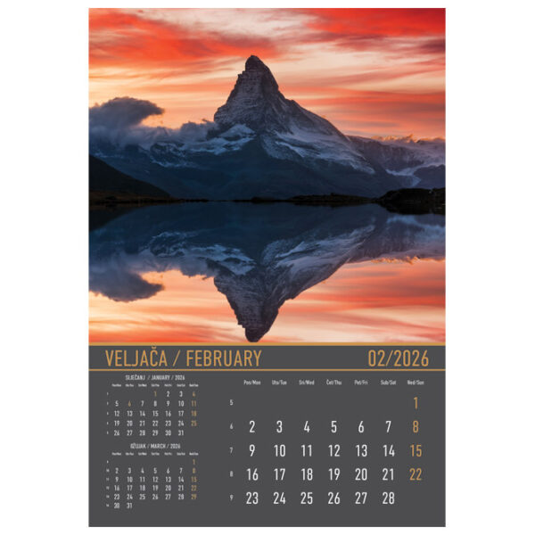 Kalendar "Zrcala u prirodi 2026" 13 listova, spirala - Slika 6