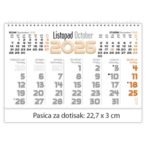Kalendar stolni planer - dvotjednik "Croatia" 30 listiova, spirala - Slika 2