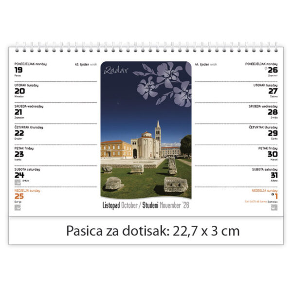 Kalendar stolni planer - dvotjednik "Croatia" 30 listiova, spirala - Slika 3