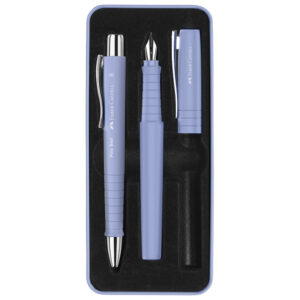 Garnitura olovka kemijska+nalivpero Poly u met.kut. Faber Castell 241051 past.plava