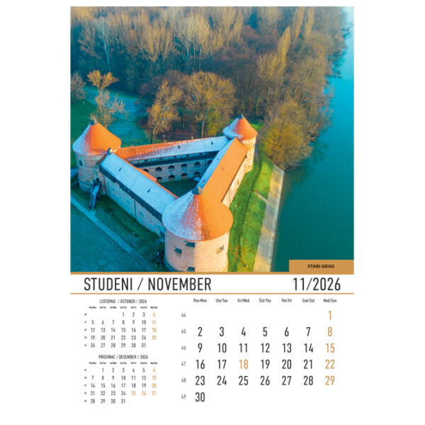 Kalendar "Dvorci i utvrde 2026" 13 listova, spirala - Slika 4