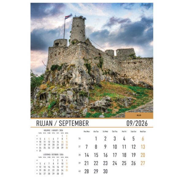Kalendar "Dvorci i utvrde 2026" 13 listova, spirala - Slika 13