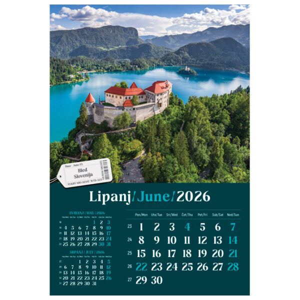 Kalendar "Putujem Europom 2026" 13 listova, spirala - Slika 10