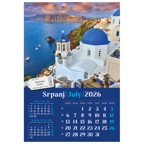 Kalendar "Putujem Europom 2026" 13 listova, spirala - Slika 11