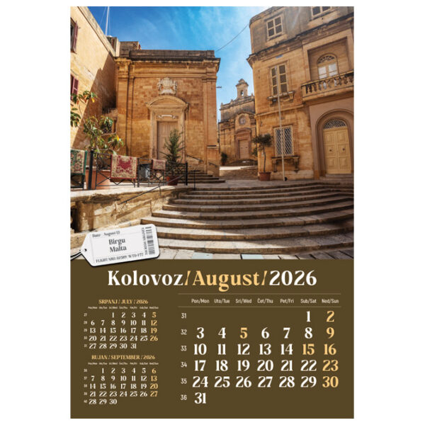 Kalendar "Putujem Europom 2026" 13 listova, spirala - Slika 12