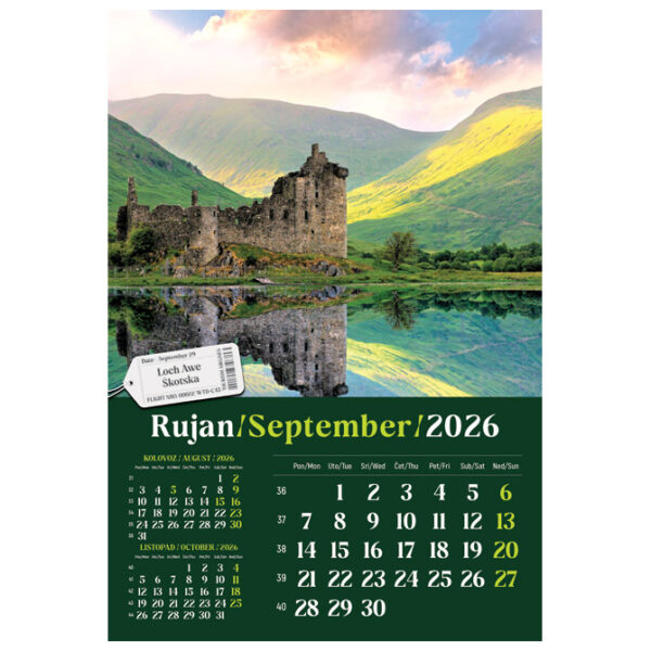 Kalendar "Putujem Europom 2026" 13 listova, spirala - Slika 13