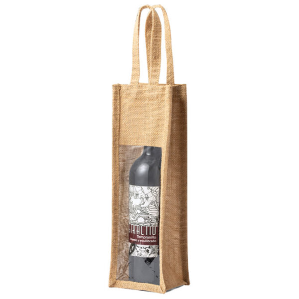 Vrećice za vino juta 10.5x35.5x10cm Makito 3480 s prozorčićem - Slika 2