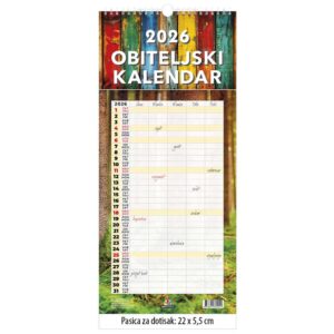 Kalendar zidni obiteljski 2026.