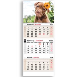 Kalendar zidni NN trodijelni psi 2026.
