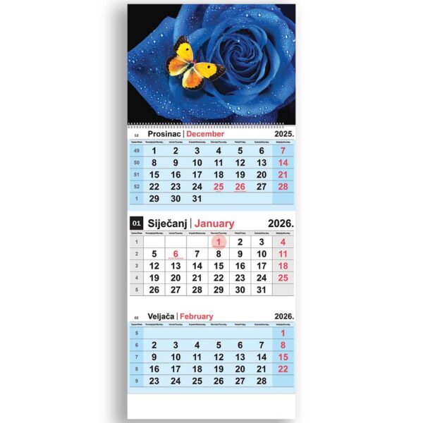 Kalendar zidni NN trodijelni bicikl 2026.