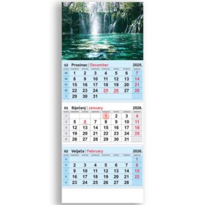 Kalendar zidni NN trodijelni preklopni priroda 2026.