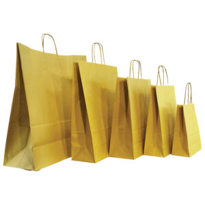 Vrećice ukrasne natron 22x31x10 cm pletena ručka pk50 Duga zlatne