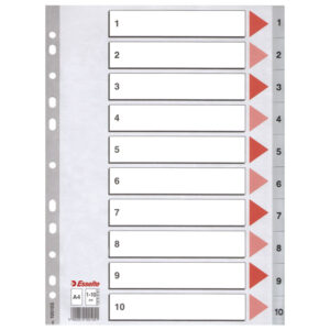 Pregrada plastična A4 brojevi 1-10 Esselte 100105 siva!!
