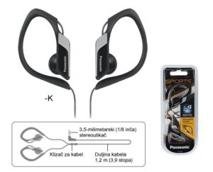 PANASONIC slušalice RP-HS34E-K crne, in ear, sportske