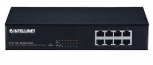 INTellinet Network PoE+ Switch, 8-Port, Desktop,Fast Ethernet