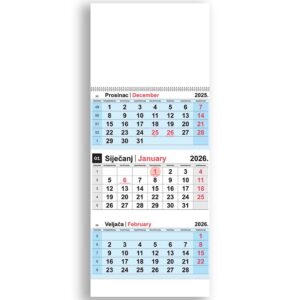 Kalendar zidni NN trodijelni 2026.