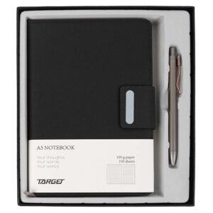 Notes A5 sa kopčom i olovkom, crni, 28439