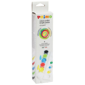 Boja tempera akrilna  25 ml u čaši 6boja+paleta Primo 408TA6 blister