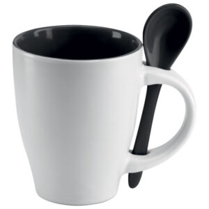 Šalica 250 ml sa žličicom bijela/crna!!