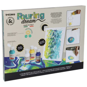 Set boja akrilna za tehniku izlijevanja 100 ml 4boje Pouring+2platna+kist Primo PAINTSET3!!