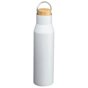 Boca termo metalna 550 ml s drvenim poklopcem bijela