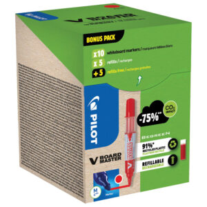 Set marker za bijelu ploču 2,3 mm V Board Master Begreen pk10 Pilot + refili (5+5 gratis) crveni!!