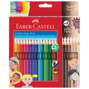Boje drvene  18boja Grip 2001+6boja drvenih Grip Skin tons Faber Castell 112819 blister!!