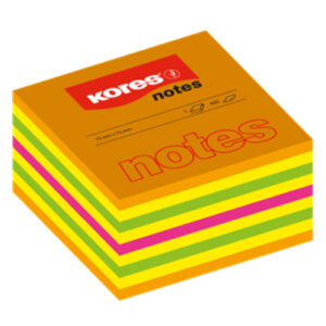 Blok kocka samoljepljiva 50 x 50 mm, 400 listića u 4 neon boje, Kores