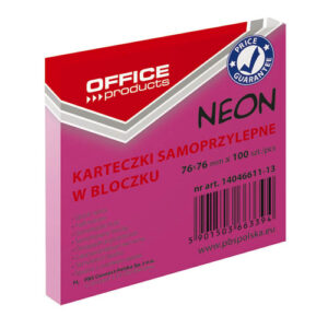Blok samoljepljivi Office products 76x76 mm, 100 listića, neon rozi