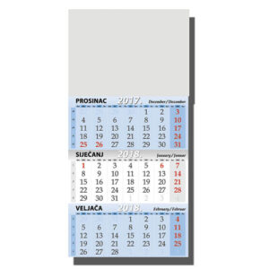 Kalendar zidni trodijelni NN 2018.