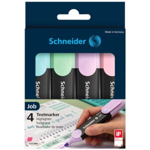 Tekstmarker Schneider, Job pastel, 1-5 mm, set od 4 boje
