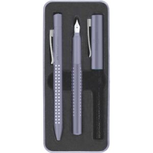 Pisaća garnitura Faber Castell, kemijska olovka + nalivpero, siva