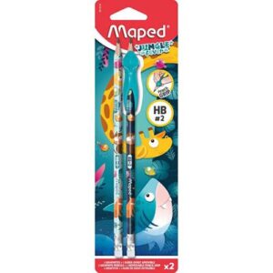 Grafitna olovka s gumicom Maped Jungle Fever 2/1 + držač