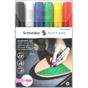 Flomaster Schneider, akrilni marker, Paint-It 320, 4 mm, intenzivne boje 6/1