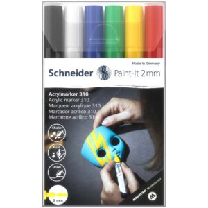 Flomaster Schneider, akrilni marker, Paint-It 310, 2 mm, intenzivne boje 6/1