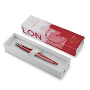 Olovka kemijska Parker Jotter, Global Icon London , crvena, vrh medium, plava tinta
