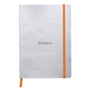 Notes A5,  Rhodiarama soft, s gumicom, diktando, srebrni