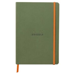 Notes A5,  Rhodiarama soft, s gumicom, diktando, sage