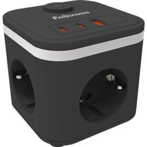 Kabel produžni Power Cube 2m s prekidačem Fellowes, crni