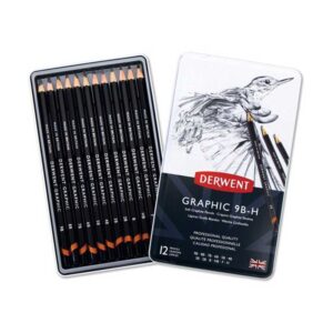 Set grafitinih olovaka Graphic Soft Derwent; set 12 olovaka u metalnoj kutiji 34215