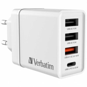 Punjač zidni Verbatim 30W, 3×USB-A/1×USB-C, bijeli