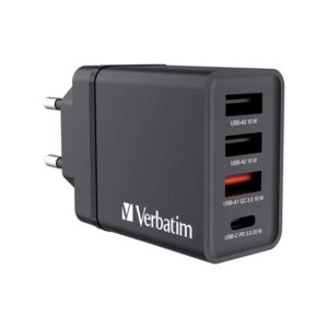 Punjač zidni Verbatim 30W, 3×USB-A/1×USB-C, crni